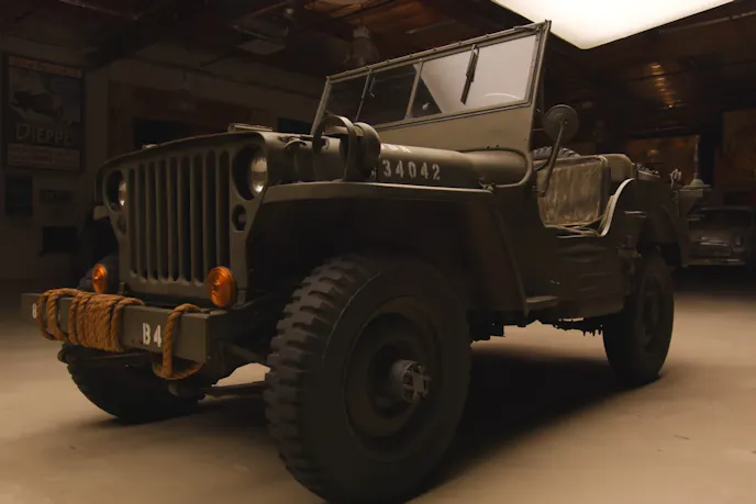 A close look of a 1942 Ford Jeep